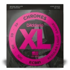 Empire Guitars D'Addario Chromes Flat Wound Bass Strings Long Scale 45-100 ECB81 Accessories
