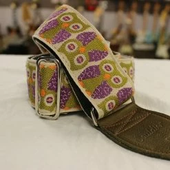 Empire Guitars Accessories Souldier Guitar Strap Owls Purple W/ Olive Leather Ends *Free Shipping In The USA*