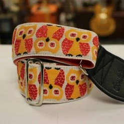 Empire Guitars Accessories Souldier Guitar Strap Owls Red W/ Black Leather Ends *Free Shipping In The USA*