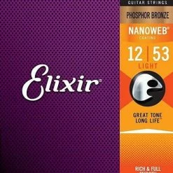 Empire Guitars Elixir 16052 Nanoweb Phosphor Bronze Acoustic Guitar Strings - Light (12-53)