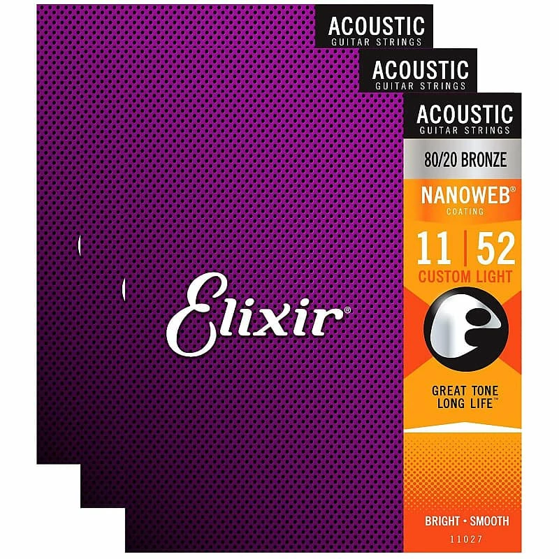Best Sale ๐ Empire Guitars Elixir 11027 Nanoweb 80/20 Bronze String Custom Light (11-52)- 3 Packs *Free Shipping In The USA* ๐ 1 Empire Guitars Elixir 11027 Nanoweb 80/20 Bronze String Custom Light (11-52)- 3 Packs *Free Shipping In The USA*