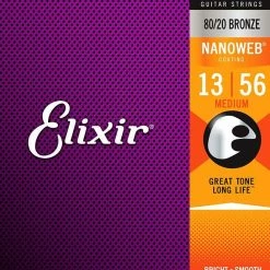 Empire Guitars Accessories Elixir Strings Acoustic Guitar Strings, 6-String, Medium Nanoweb Coating 11102 (.013 - .056)