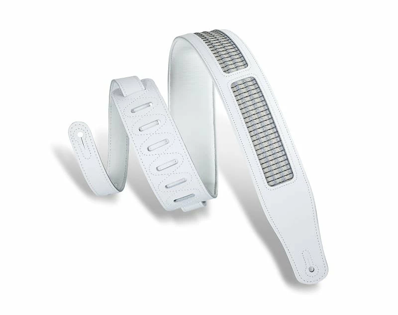 Budget ❤️ Empire Guitars Levy's MCG26A 2.5" White & Blue Leather Guitar Strap *Free Shipping In The USA* ⭐ 1 Empire Guitars Levy's MCG26A 2.5" White & Blue Leather Guitar Strap *Free Shipping In The USA*
