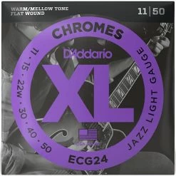 Empire Guitars D'Addario ECG24 XL Chromes Flatwound Electric Guitar Strings, Jazz Light Gauge Standard