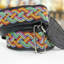 Empire Guitars Souldier Celtic Knot Rainbow Guitar Strap With Black Leather Ends *Free Shipping In The USA* Accessories