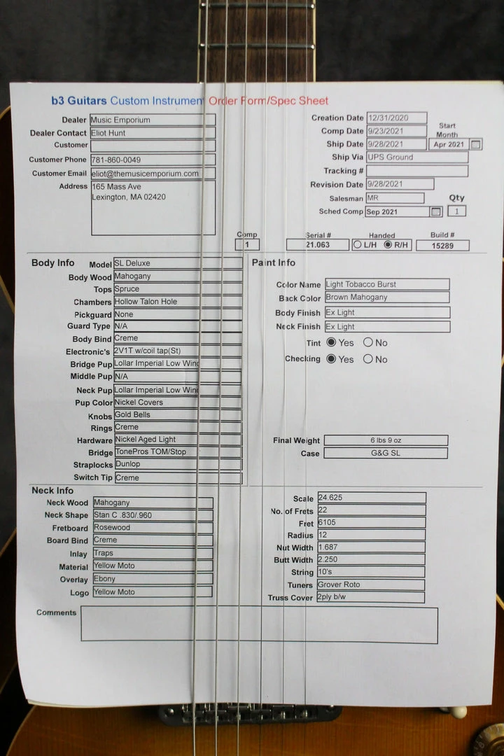 Promo ✨ Baker Guitars B3 SL Deluxe Electric 😀 8 Baker Guitars B3 SL Deluxe Electric