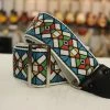 Empire Guitars Souldier Guitar Strap Vintage Stained Glass Blue W/ Black Leather Ends *Free Shipping In The USA*