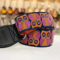 Empire Guitars Souldier Owls Orange Guitar Strap With Black Leather Ends *Free Shipping In The USA* Accessories