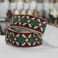 Empire Guitars Souldier Guitar Strap Stained Glass Red W/ White Leather Ends GS0178 SGR *Free Shipping In The USA*