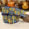 Empire Guitars Accessories Souldier Guitar Strap Owls Blue/Gold W/ Brown Leather Ends *Free Shipping In The USA