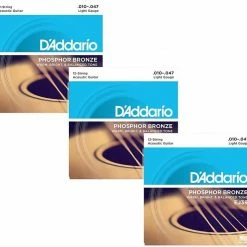 Empire Guitars D'Addario EJ38 12-String Phosphor Bronze Light Acoustic Strings- 3 Sets *Free Shipping In The USA* Accessories