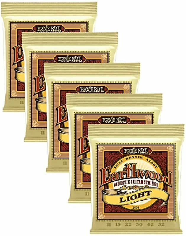 New 👏 Ernie Ball 2004 Earthwood Light 80/20 Acoustic Guitar Strings, .011 - .052 *5 Packs* *Free Shipping* 🛒 1 Ernie Ball 2004 Earthwood Light 80/20 Acoustic Guitar Strings, .011 - .052 *5 Packs* *Free Shipping*