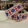 Empire Guitars Accessories Souldier Guitar Strap Tulip Cream Clapton Blue/Red W/ White Leather Ends *Free Shipping In The USA*