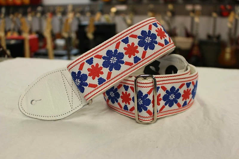 Top 10 😉 Empire Guitars Accessories Souldier Guitar Strap Tulip Cream Clapton Blue/Red W/ White Leather Ends *Free Shipping In The USA* ❤️ 1 Empire Guitars Accessories Souldier Guitar Strap Tulip Cream Clapton Blue/Red W/ White Leather Ends *Free Shipping In The USA*
